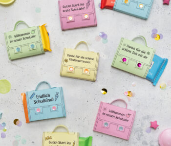 Ritter Sport Tafeln im Schulranzen-Look: Vorlage zur Einschulung / Kita-Abschied
