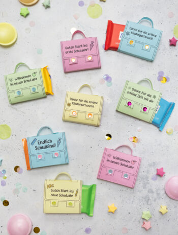 Ritter Sport Tafeln im Schulranzen-Look: Vorlage zur Einschulung / Kita-Abschied