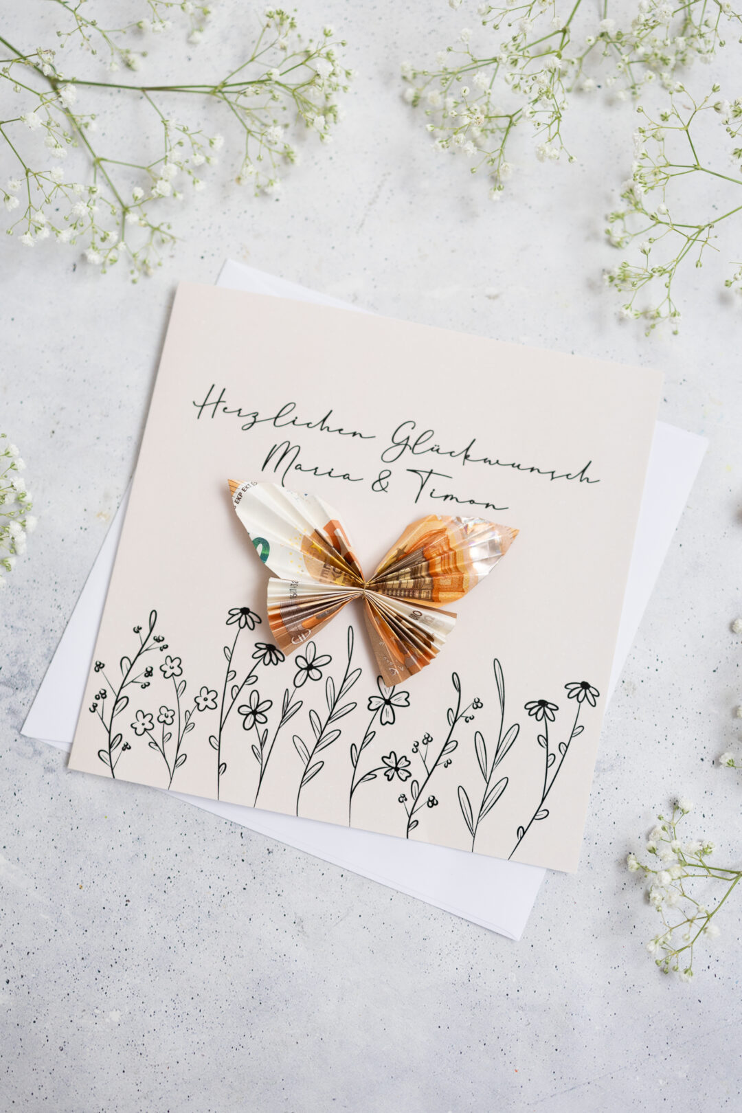 Schmetterling aus Geld falten – Perfektes Geldgeschenk auf Grußkarten
