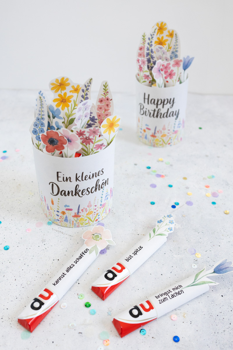Duplo Banderole für Verpackung / Blumenstrauß mit Vorlage zum Ausdrucken