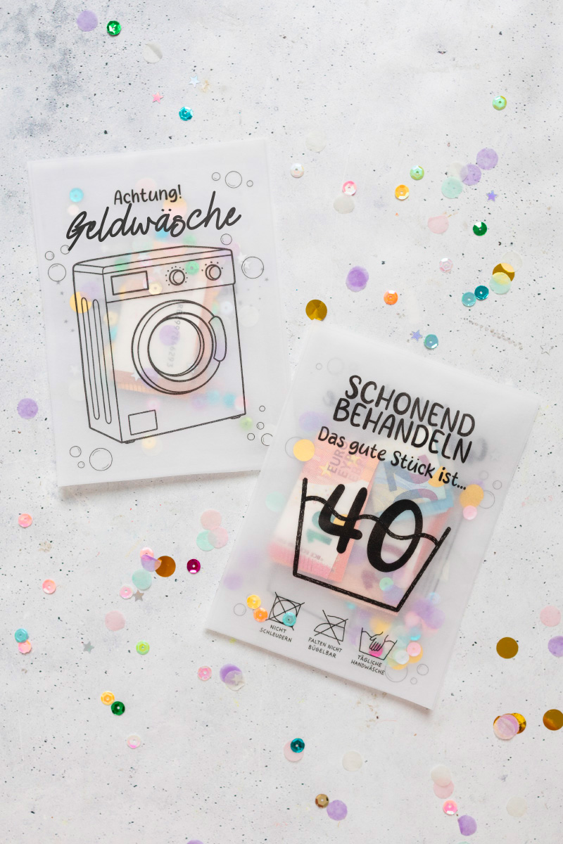 "Geldwäsche" - Konfettitüte als Geldgeschenk