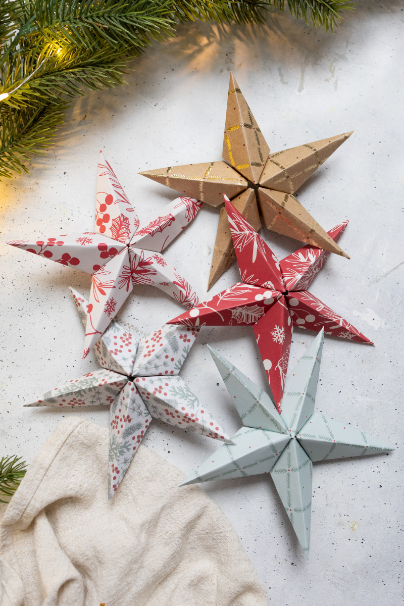 3D Sterne aus Papier falten für Weihnachten