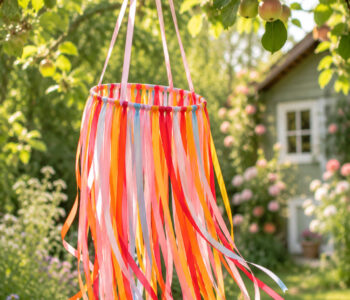 Windspiel mit Satinbändern basteln