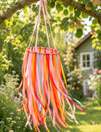 Windspiel mit Satinbändern basteln